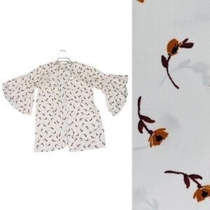 Cottagecore Floral Open Front Duster Kimono Beach Cover Up